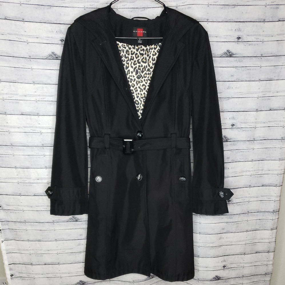 Gallery Black Hooded Raincoat Trench